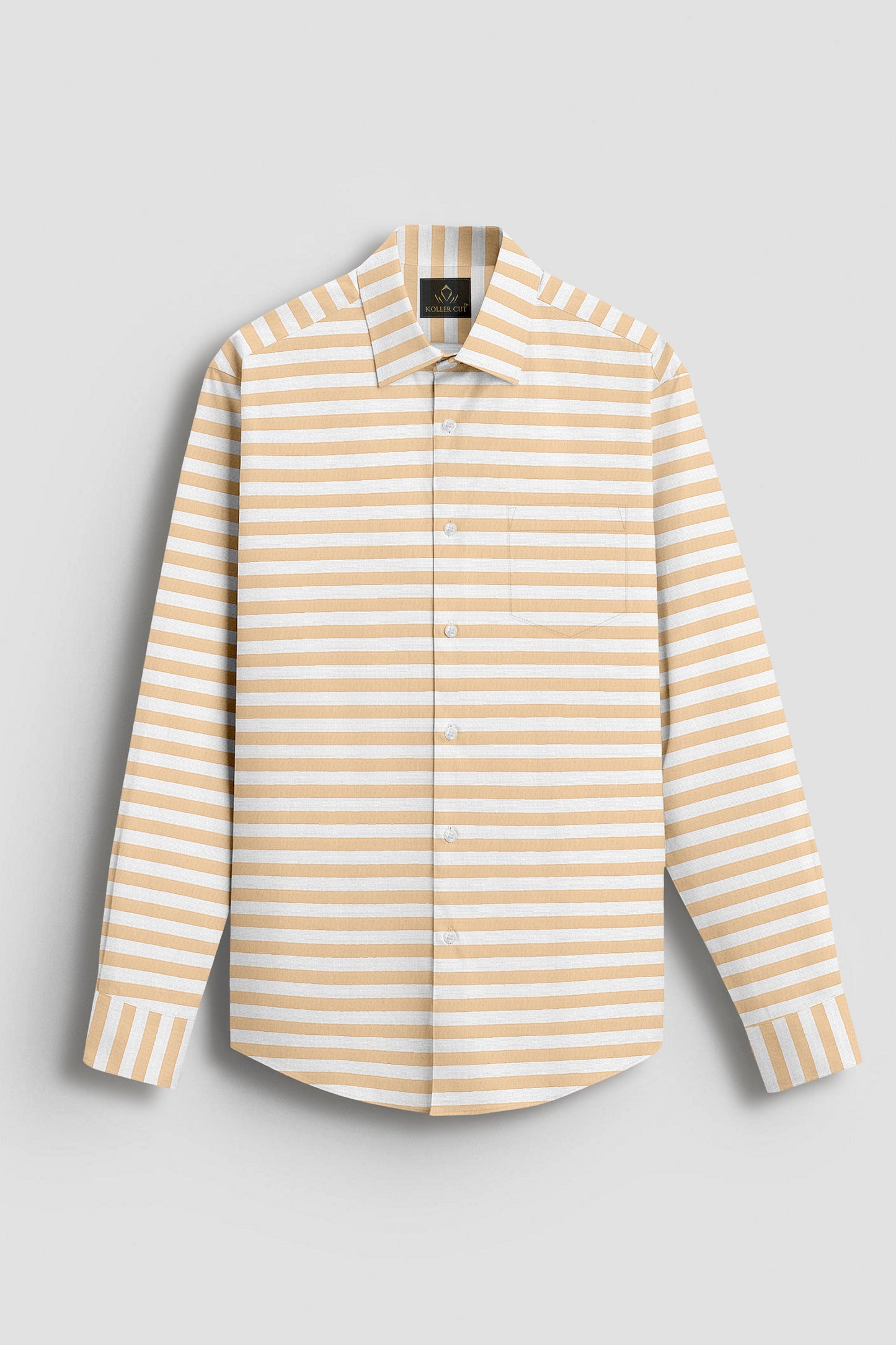 White and Quartz Peach Stripes Egyptian Giza Cotton Shirt