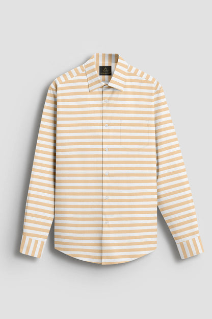 White and Quartz Peach Stripes Egyptian Giza Cotton Shirt