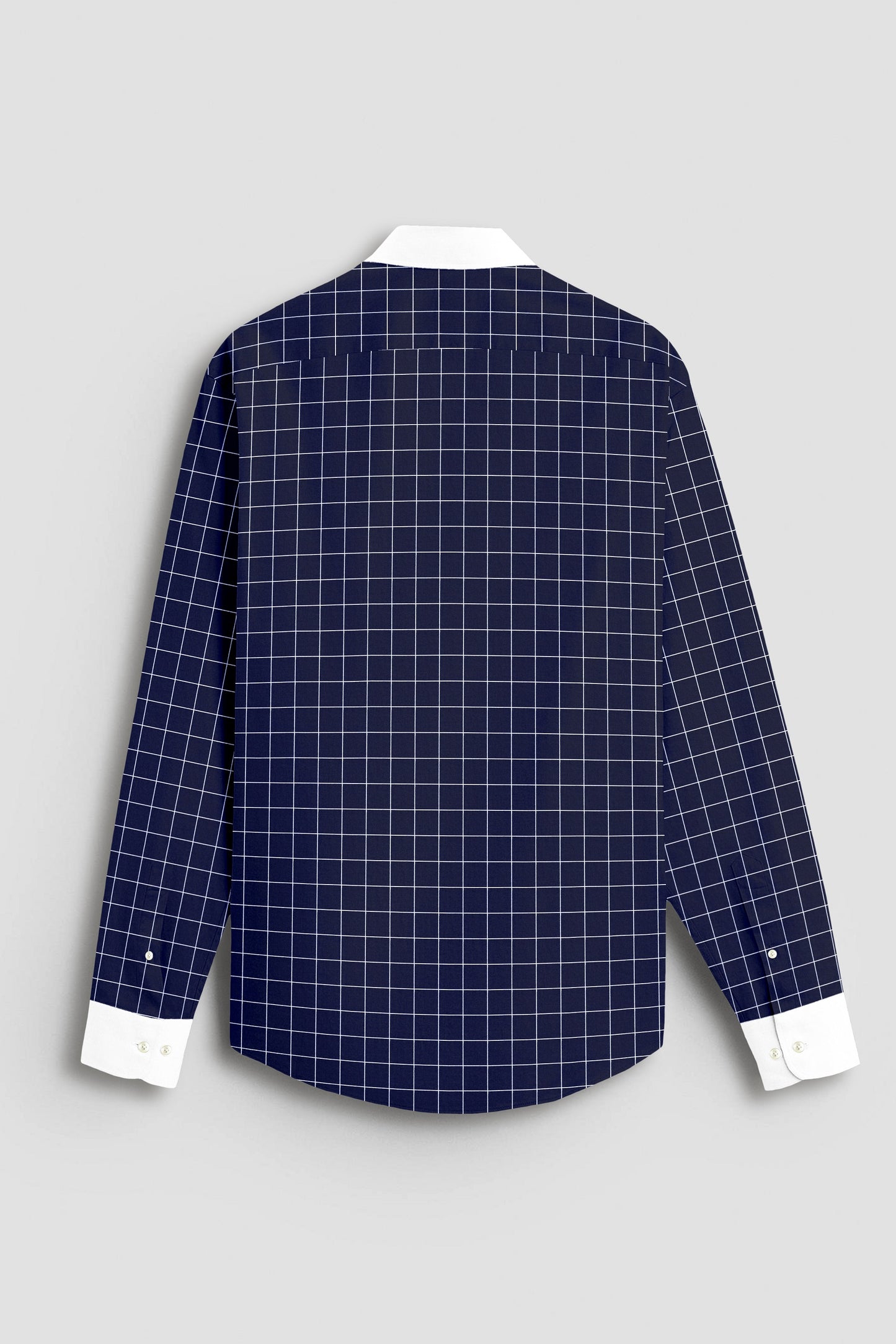 Sodalite Blue and Salt White Graph Checks Designer Cotton Shirt
