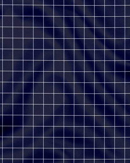 Sodalite Blue and Salt White Graph Checks Designer Cotton Shirt