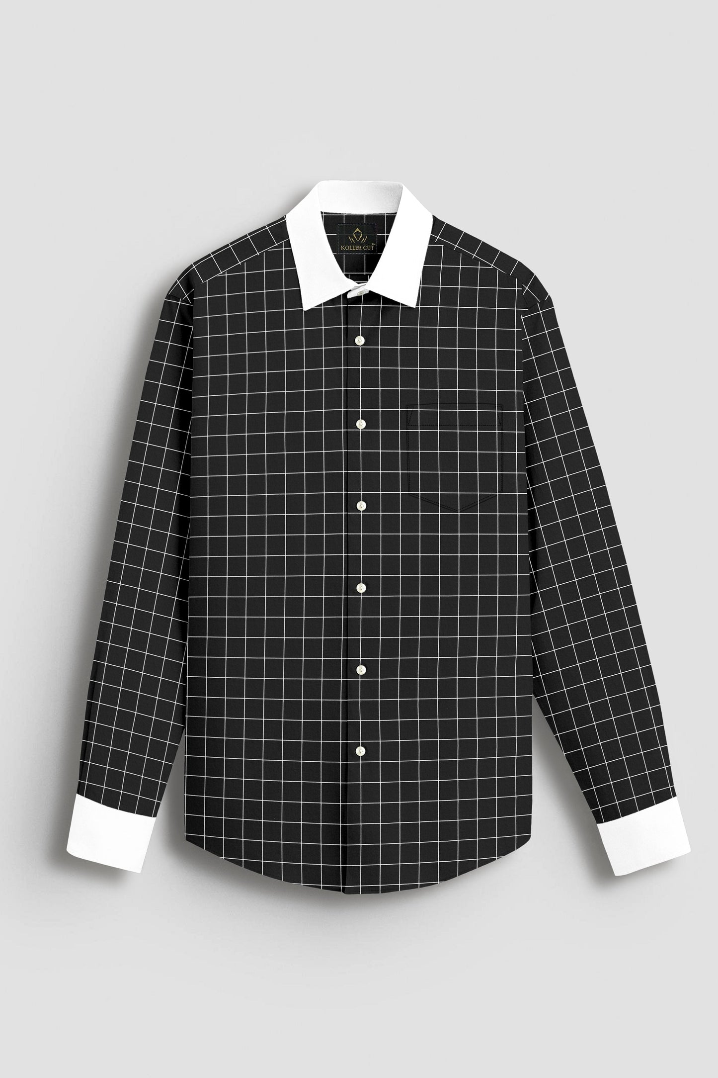 Raven Black and Salt White Graph Checks Designer Cotton Shirt
