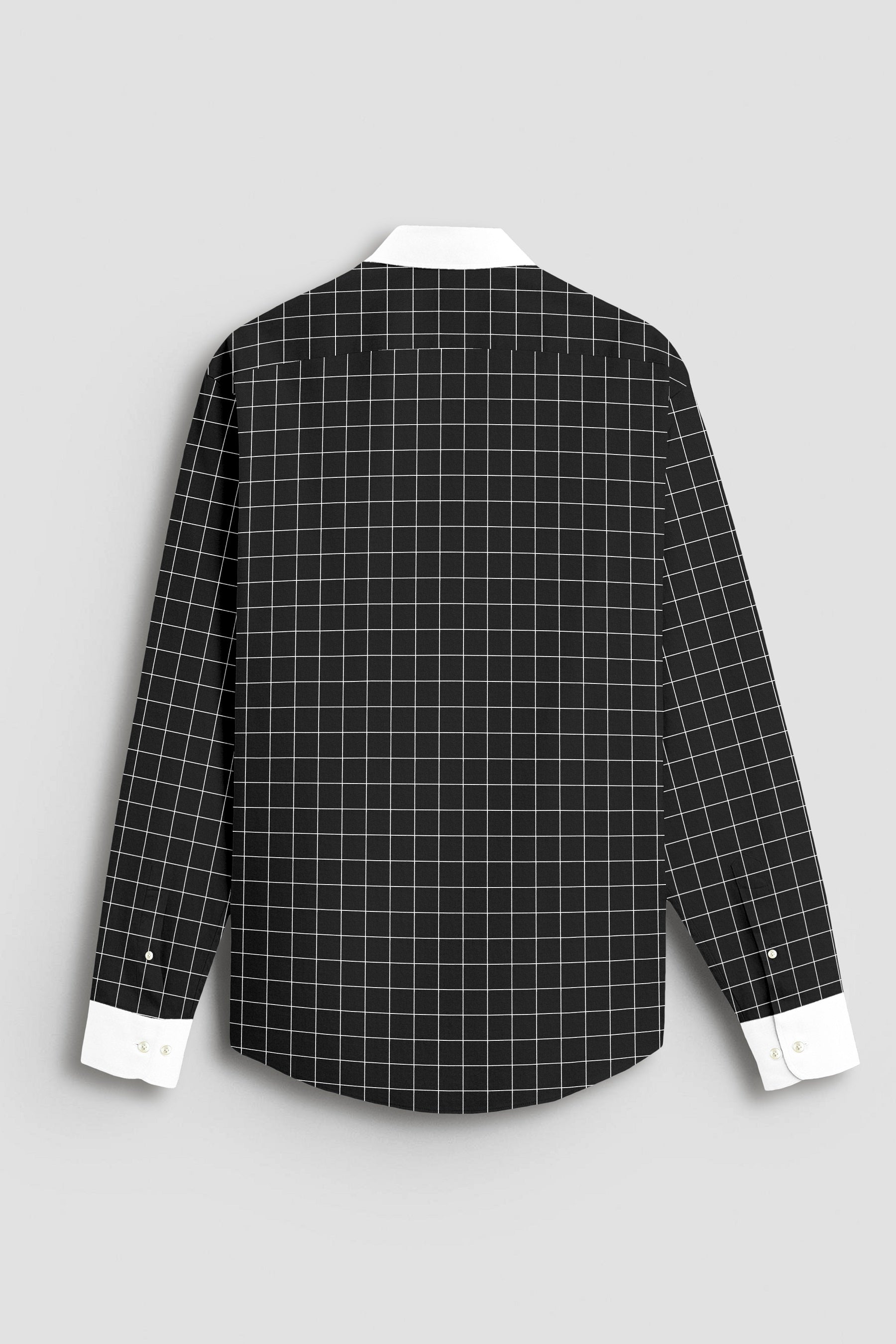 Raven Black and Salt White Graph Checks Designer Cotton Shirt
