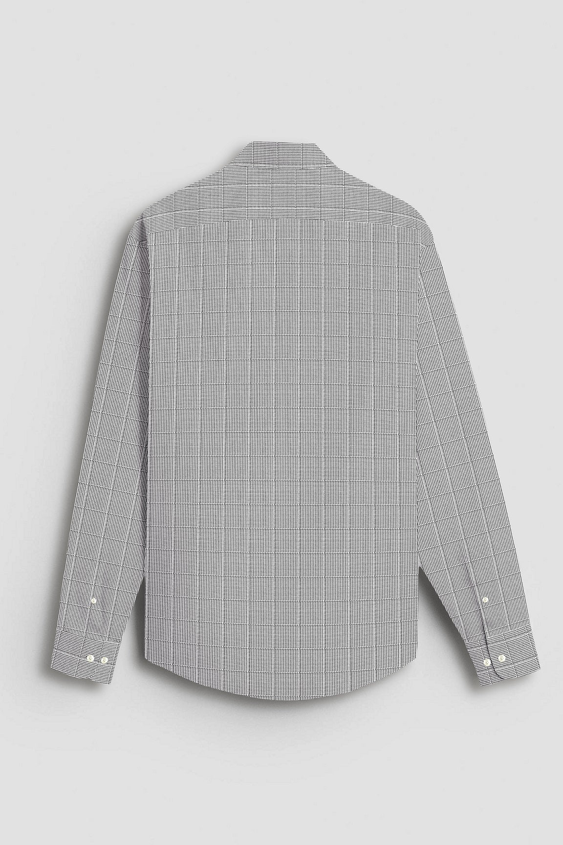 Coal Black and Frost White Checks Cotton Shirt
