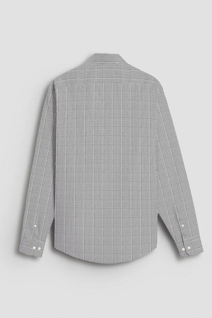 Coal Black and Frost White Checks Cotton Shirt
