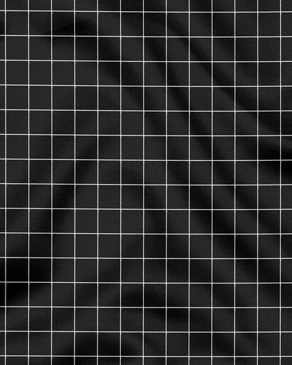 Raven Black and Salt White Graph Checks Designer Cotton Shirt