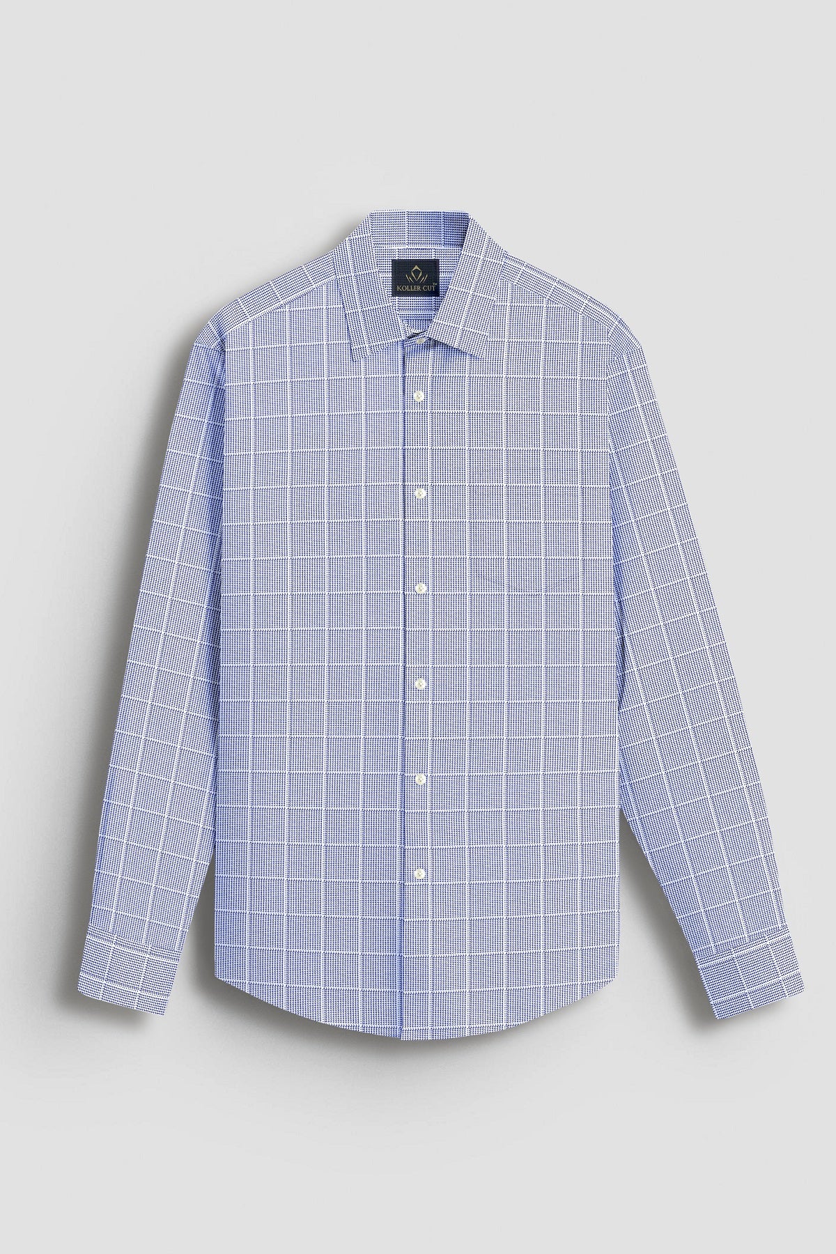 Ethereal Blue and Frost White Checks Cotton Shirt