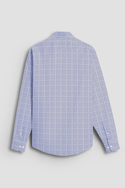 Ethereal Blue and Frost White Checks Cotton Shirt