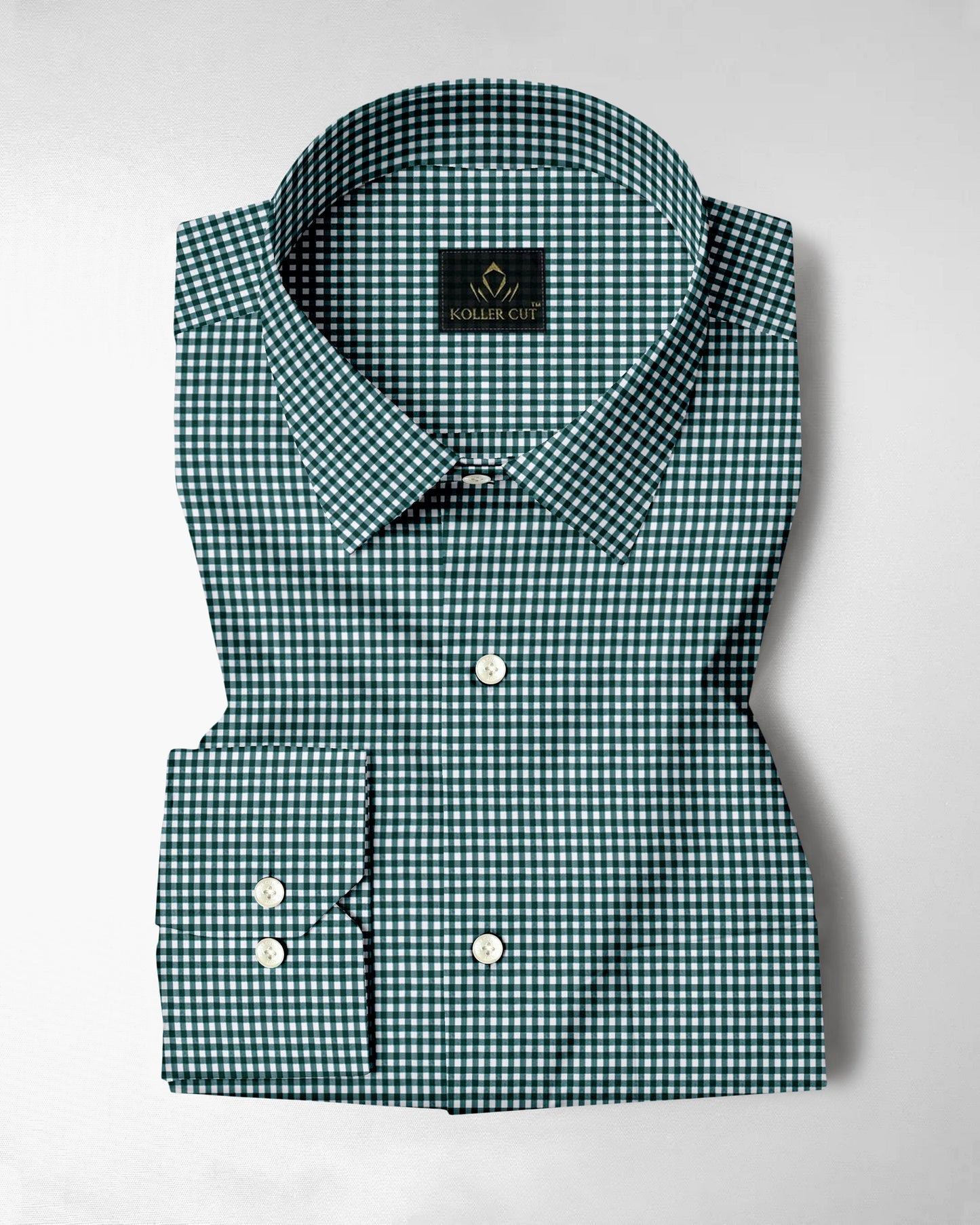 Alpine Green and Porcelain White Gingham Checks Cotton Shirt