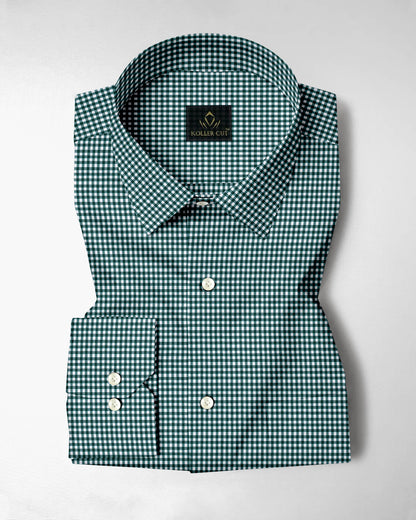 Alpine Green and Porcelain White Gingham Checks Cotton Shirt
