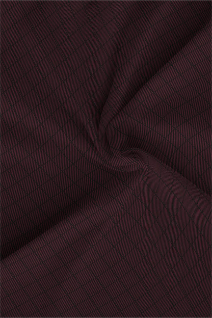 Amaranth Red And Black Windowpane Checks Cotton Premium Egyptian Giza Cotton Shirt