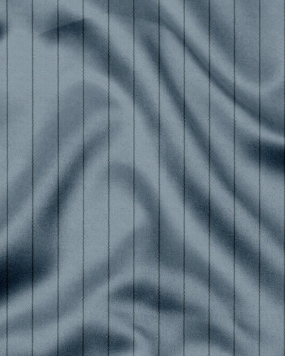 Apatite Blue and Pine Green Altered Broken Stripes Oxford Cotton Shirt
