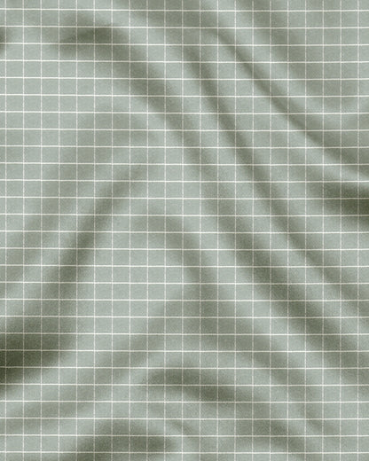 Avocado Green and Snow White Checks Cotton Shirt