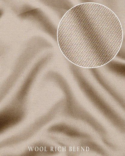 Beige Wool Rich Slight Stretch Pant