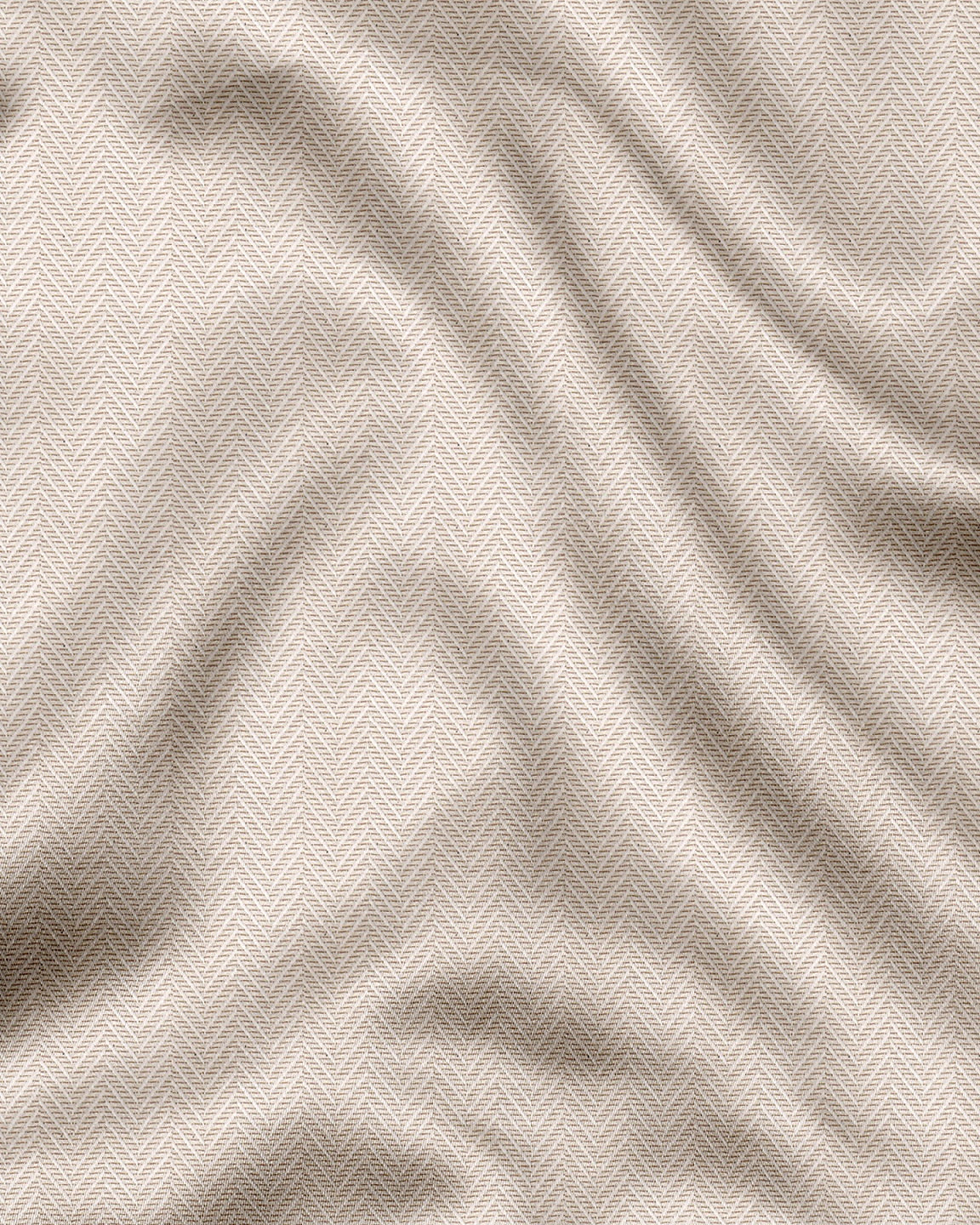 Beige with Parchment Brown and White Chevron Stripes 2 ply Cotton Shirt