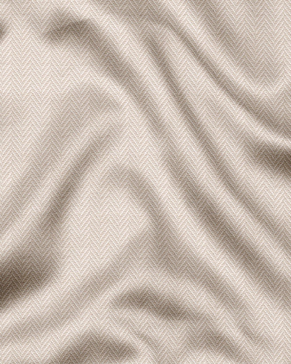 Beige with Parchment Brown and White Chevron Stripes 2 ply Cotton Shirt