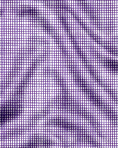 Bellflower Purple and White Gingham Checks Cotton Shirt