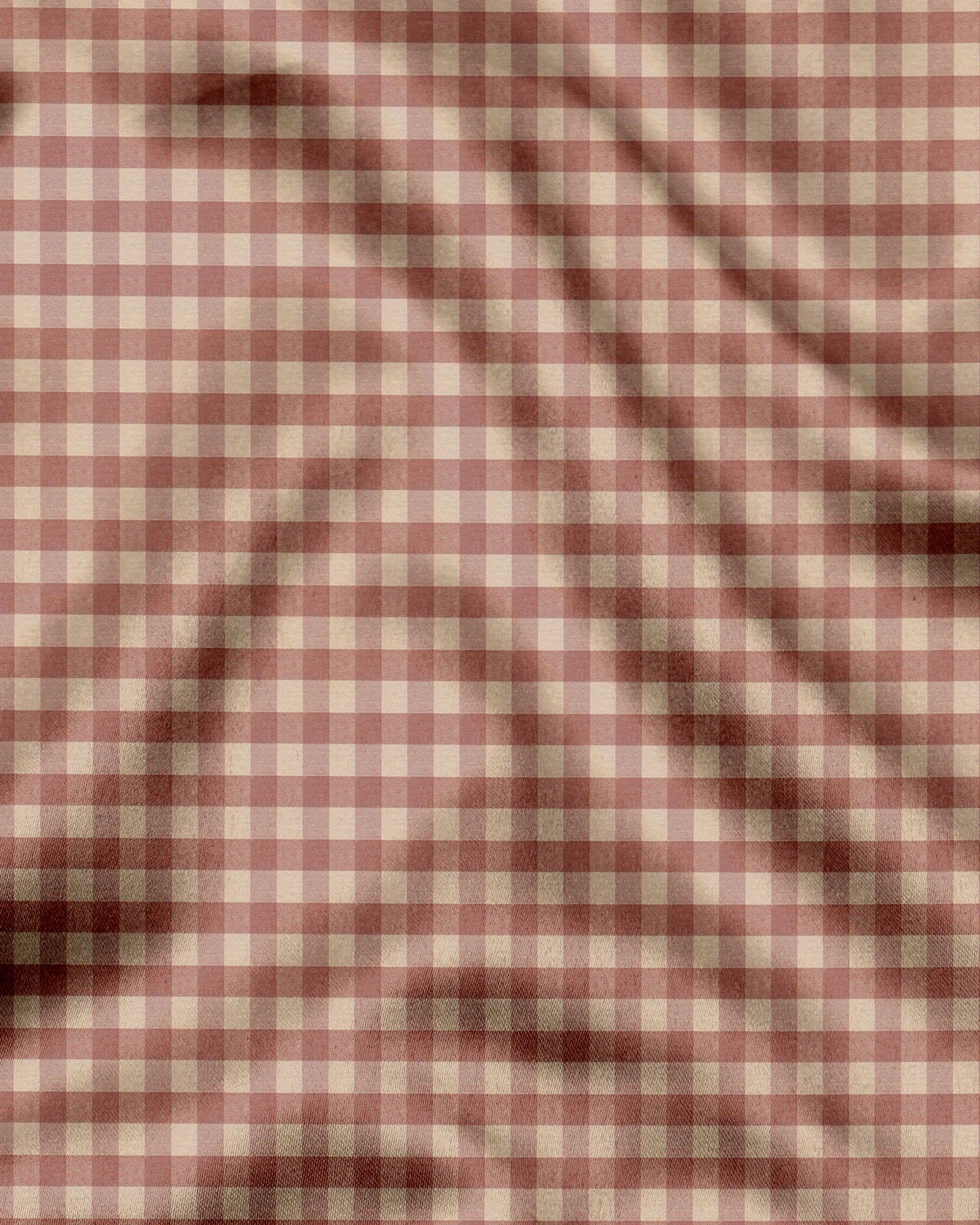 Beige and Peach Brown Gingham Checks 2 ply Cotton Shirt