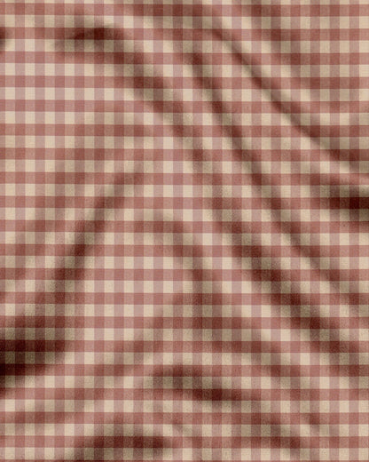 Beige and Peach Brown Gingham Checks 2 ply Cotton Shirt