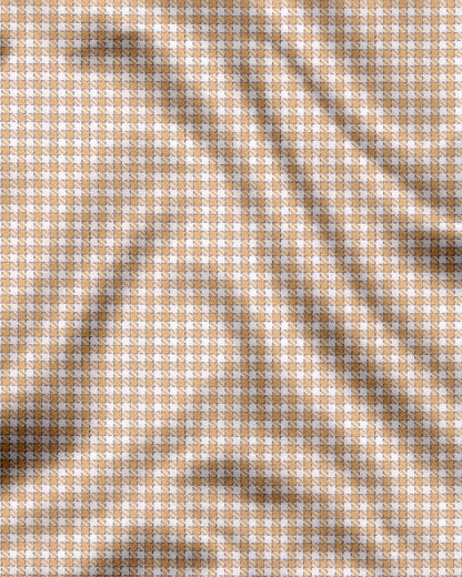 Buckskin Cream and Milk White Gingham Shepherd Checks 2 Ply Giza Cotton Shirt