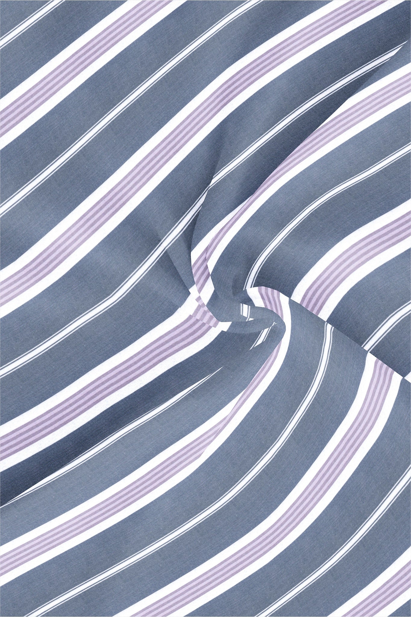 Cadet Blue with Snow White and Pearl Lavender Stripes Cotton Shirt