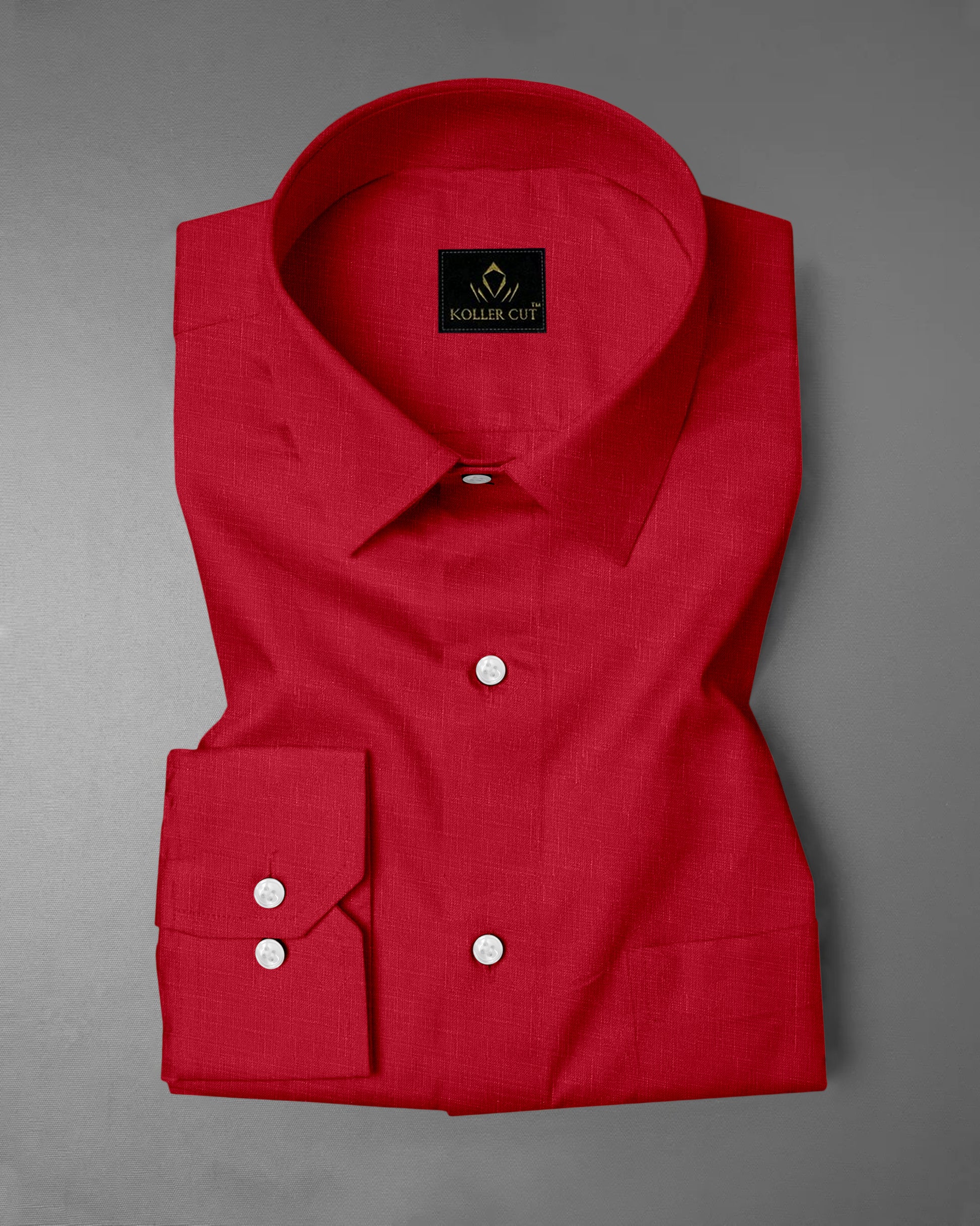 Cadmium Red Luxurious Linen Shirt Best pure linen shirt in India pluss size linen shirt in india 