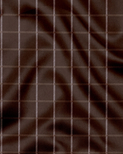 Carob Brown with White and Argan Brown Dash Checks Cotton Shirt