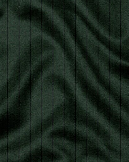 Cedar Green and Raven Black Pinstripes Oxford Cotton Shirt
