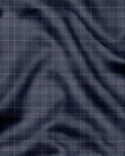 Charcoal Grey With Parsnip Yellow and Pearl Pink Windowpane Checks 2 ply Giza Cotton Shirt