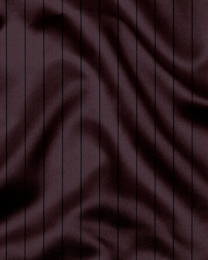 Claret Wine and Raven Black Pinstripes Oxford Cotton Shirt