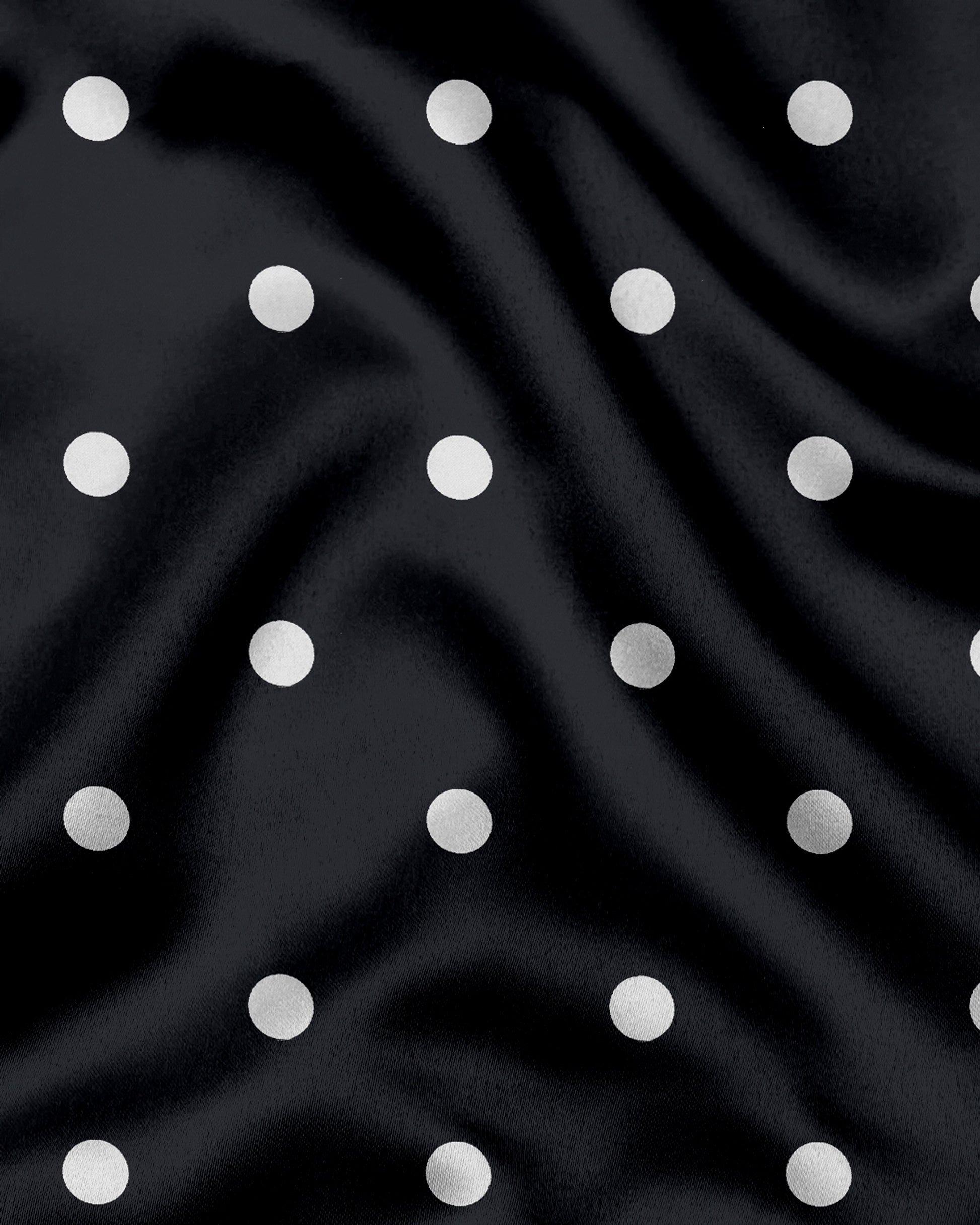 Cumin Black and Silk White Polka Dots Printed Cotton Shirt