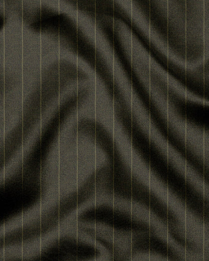 Cypress Green and Olive Green Pinstripes Oxford Cotton Shirt