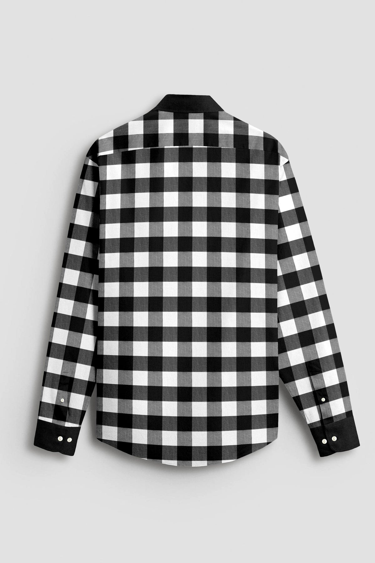 White and Carbon Black Buffalo Checks Designer Cotton Shirt