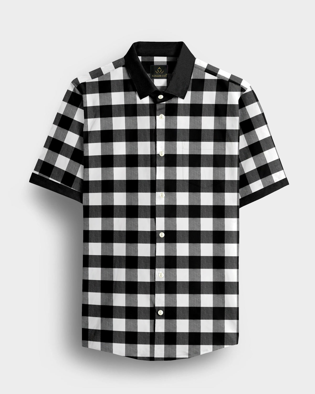 White and Carbon Black Buffalo Checks Designer Cotton Shirt