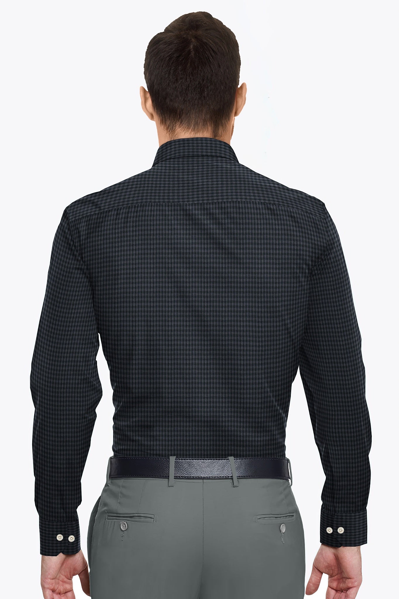 Rhino Gray and Black Checks Cotton Shirt