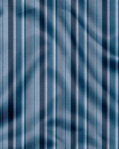 Faience Blue with Silver gray and Riviera Blue Stripes Cotton Shirt