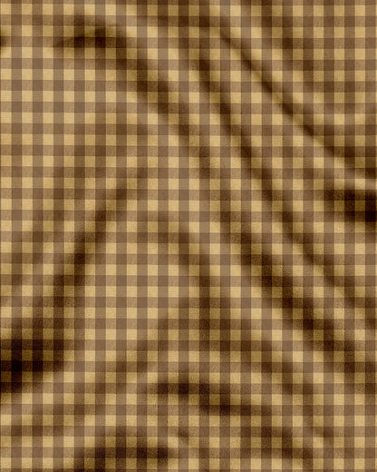 Fenugreek Yellow and Beetle Brown Gingham Checks 2 Ply Cotton Shirt