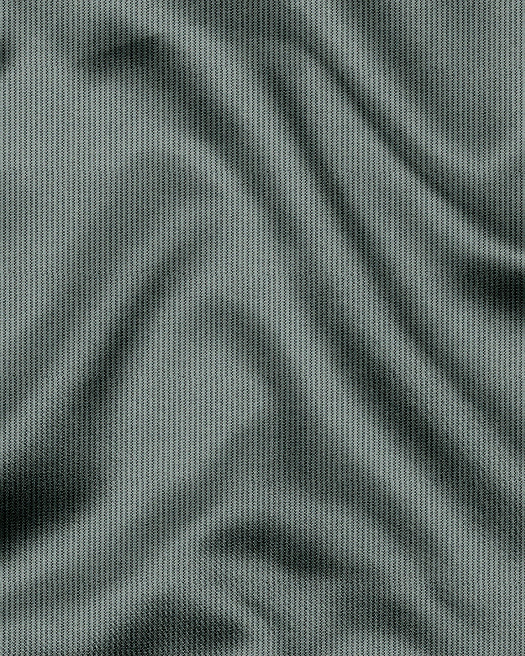 Frost Green and Coal Black Herringbone Stripes Oxford Cotton Shirt