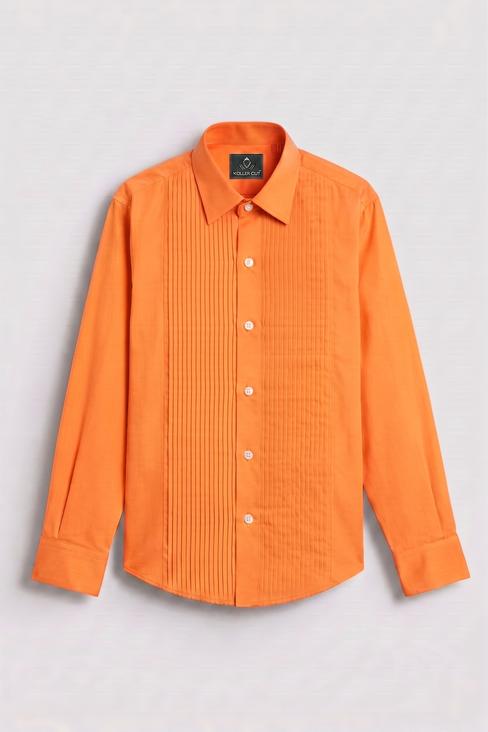 Persimmon Orange Giza Cotton Tuxedo Shirt
