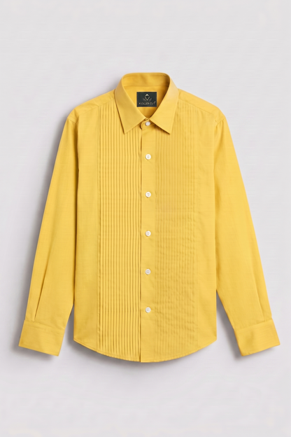 Lemon Yellow Giza Cotton Tuxedo Shirt
