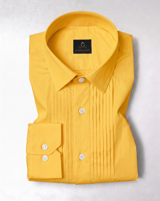 Lemon Yellow Giza Cotton Tuxedo Shirt