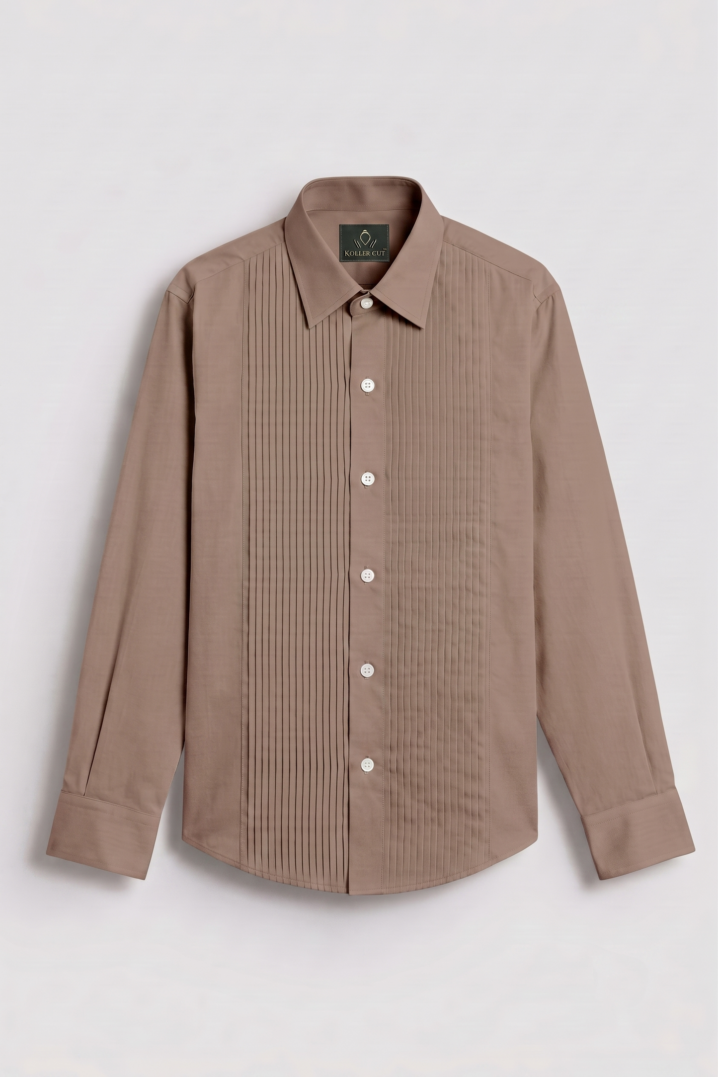 Mocha Mousse Giza Cotton Tuxedo Shirt