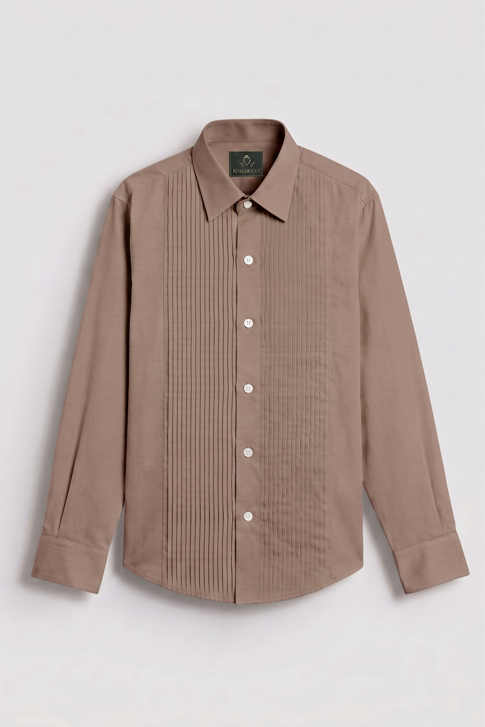 Mocha Mousse Giza Cotton Tuxedo Shirt