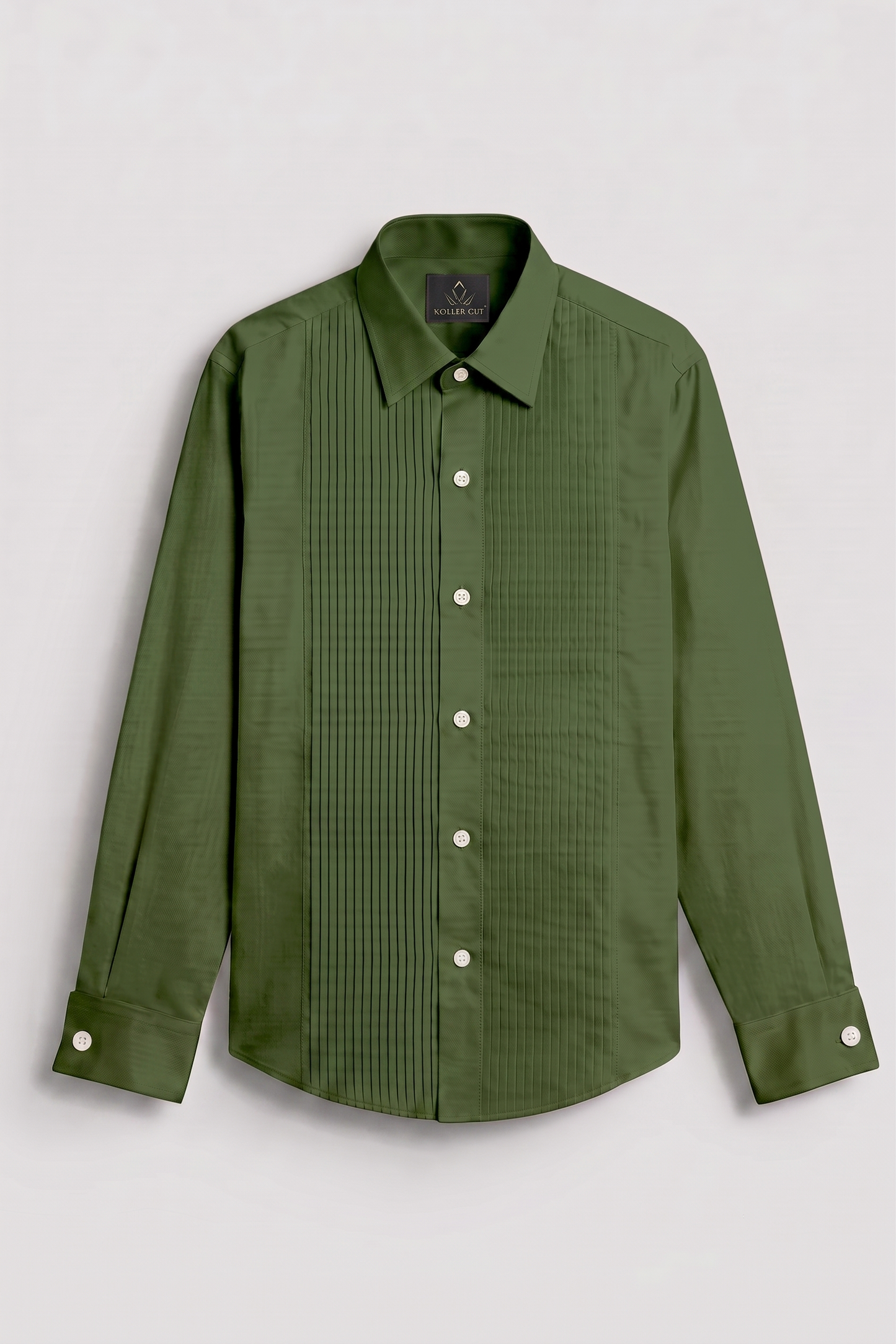 Basil Green Men's Giza Cotton Tuxedo Shirt