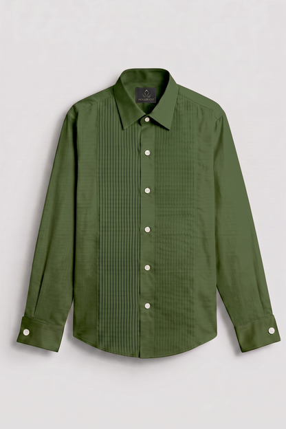 Basil Green Men's Giza Cotton Tuxedo Shirt
