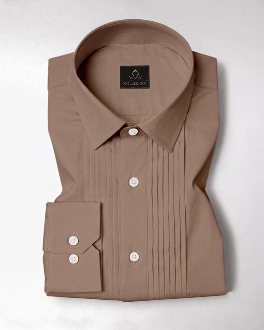 Mocha Mousse Giza Cotton Tuxedo Shirt
