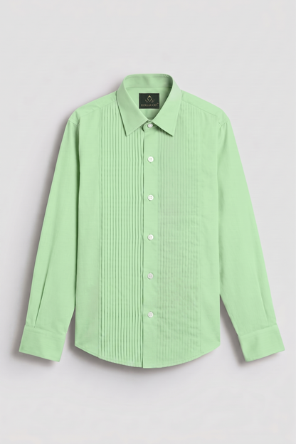Pistachio Green Giza Cotton Tuxedo Shirt