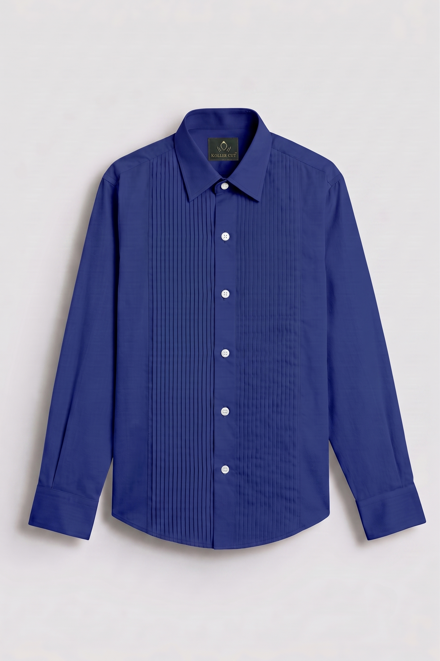 Indigo Blue Giza Cotton Tuxedo Shirt