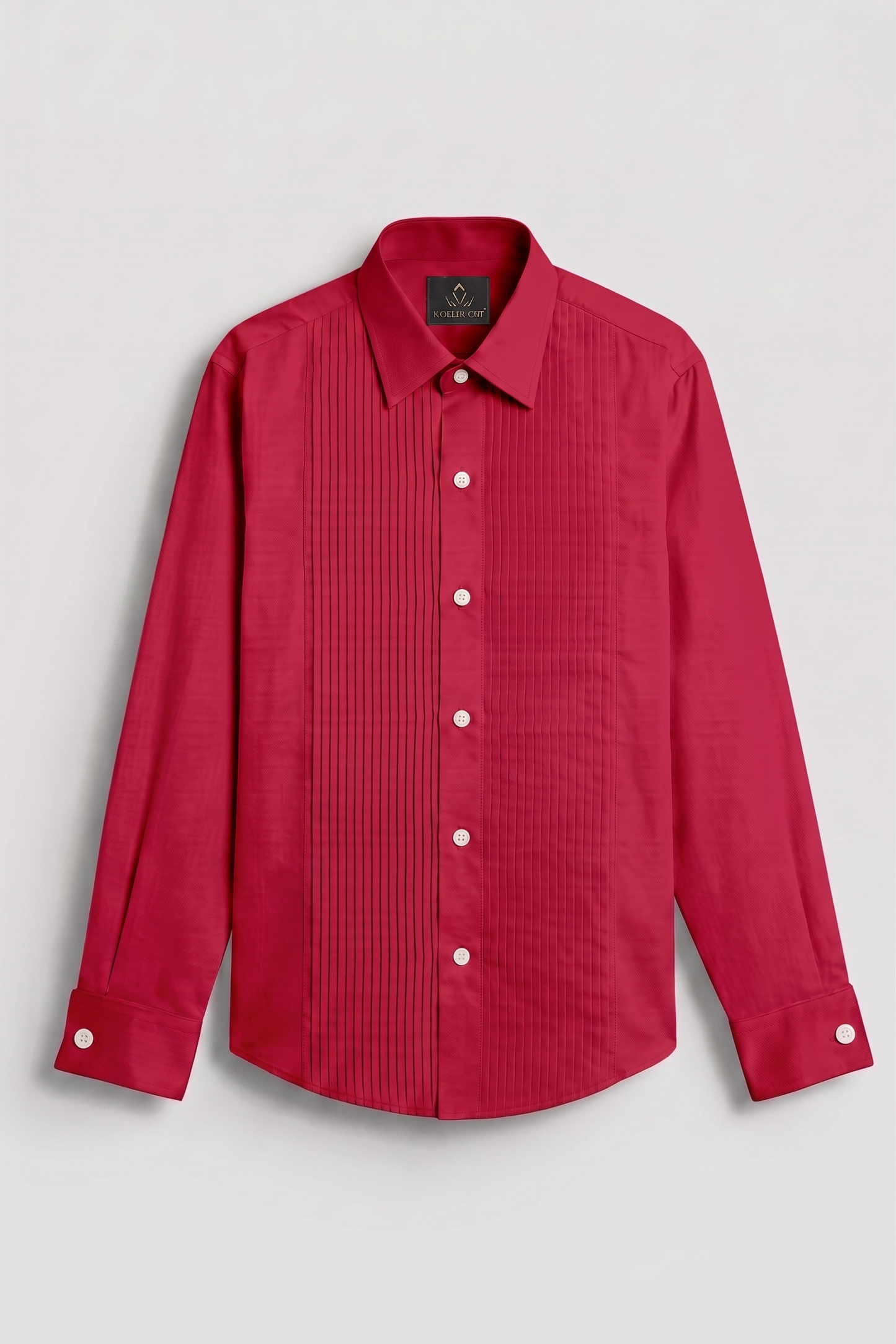 Red Giza Cotton Tuxedo Shirt