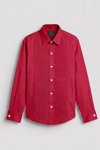 Red Giza Cotton Tuxedo Shirt