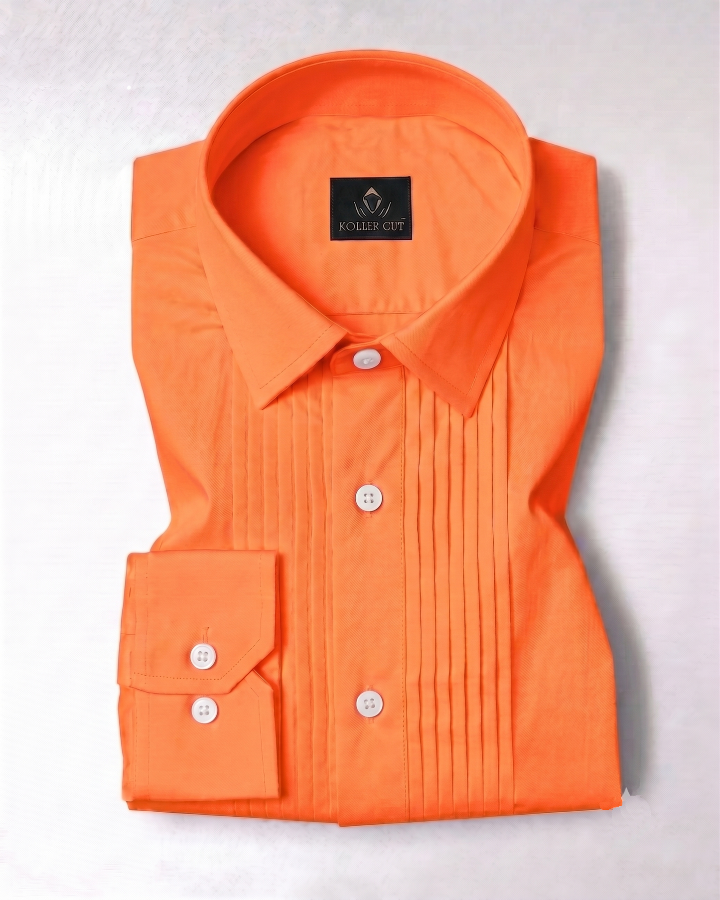 Persimmon Orange Giza Cotton Tuxedo Shirt